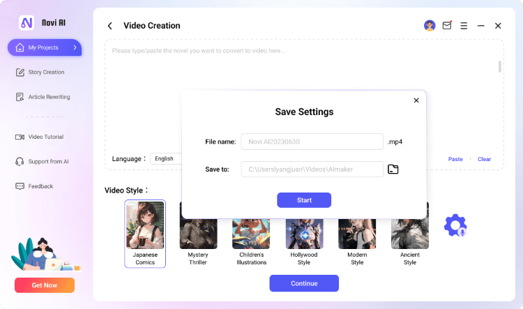 novi ai customize the save settings 