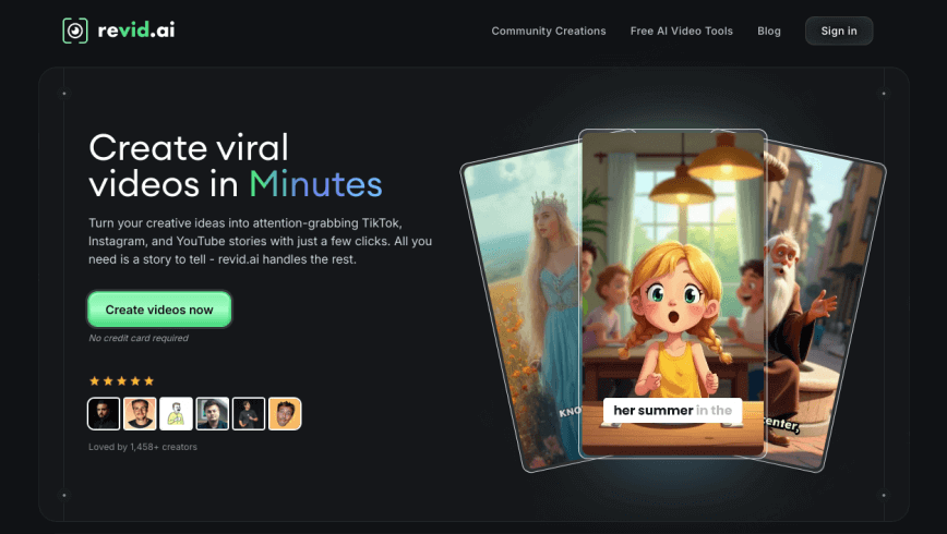 revid ai cartoon video generator