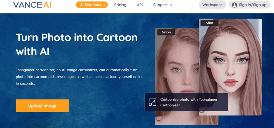 vanceai photo to cartoon ai
