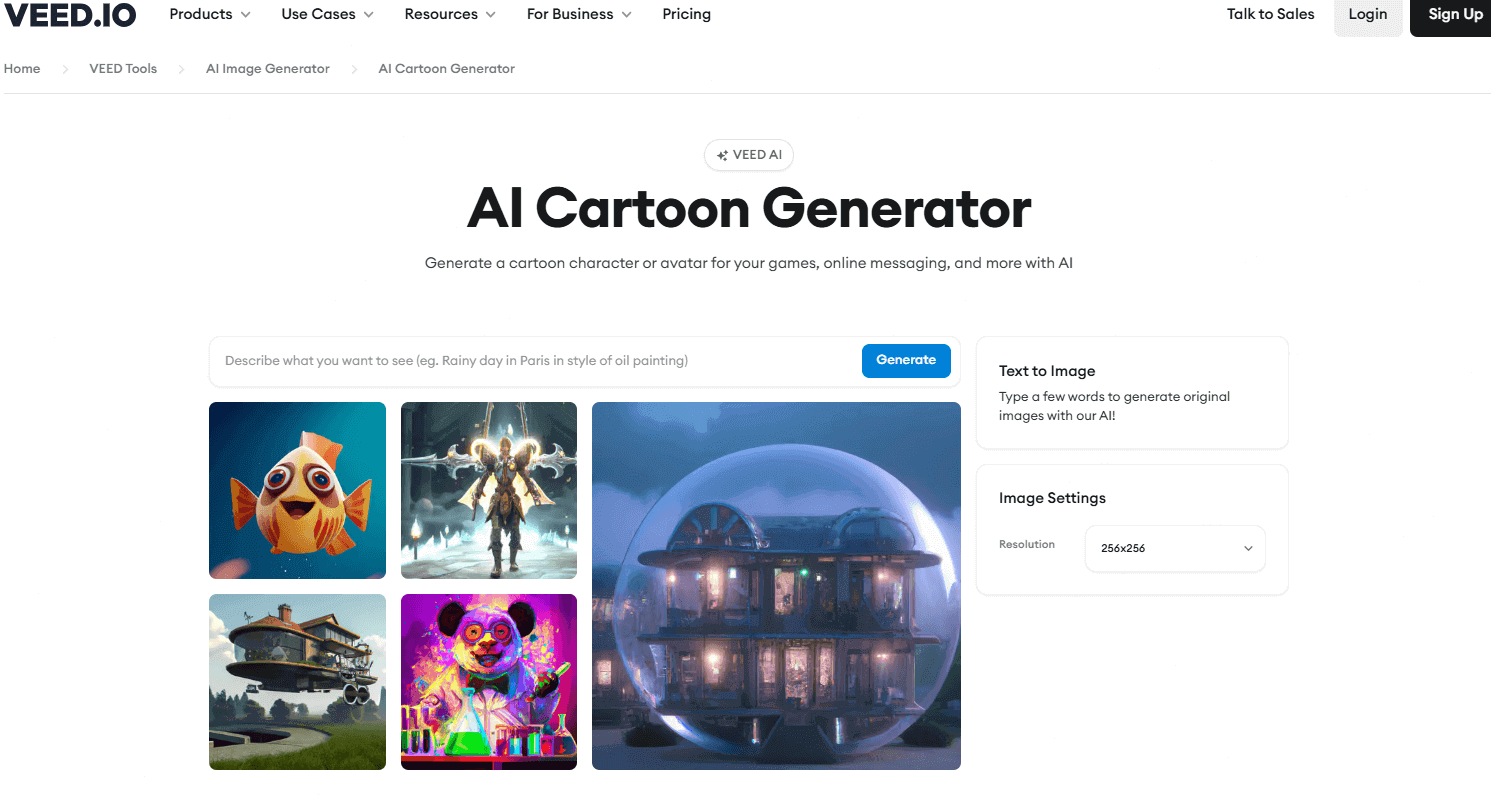 veed.io - ai cartoon maker from text