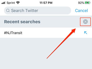 clear twitter recent search history on devices