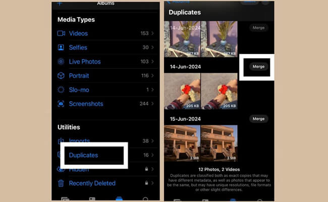 merge the duplicate photos