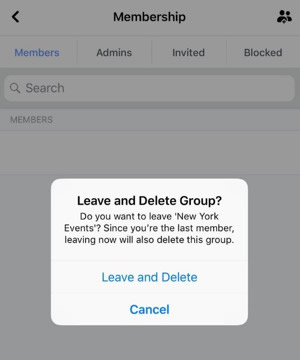 delete facebook group on app