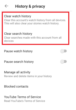 delete youtube history on iphone or android