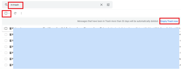 empty the trash in gmail inbox