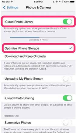 icloud photos optimize storage