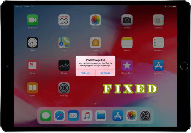 ipad storage full notification