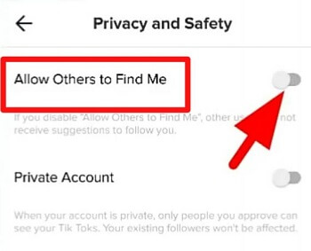 not allow other find my tiktok