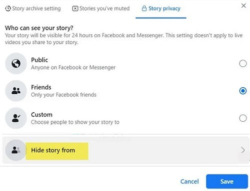 select people to block in story privacy