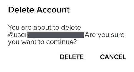 tiktok delete account confirmation