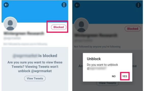 unblock someone on twitter