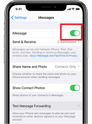 Disable and Enable iMessage