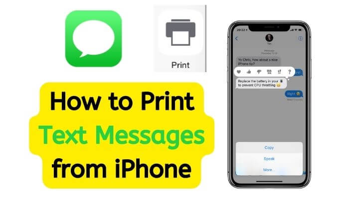 how to print text message from iPhone