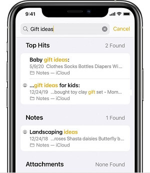Search on Notes App