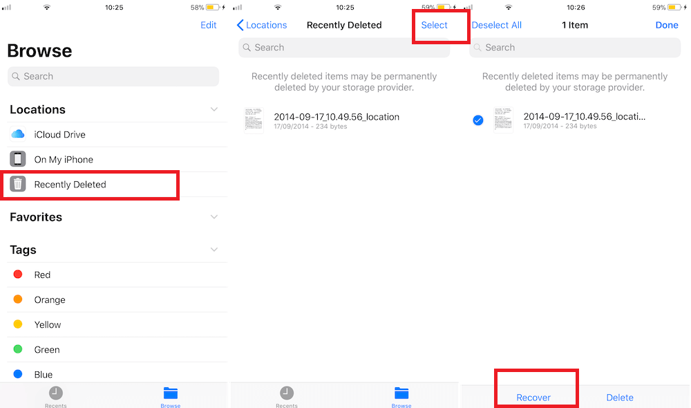 Recover Deleted iCloud Backup from File App
