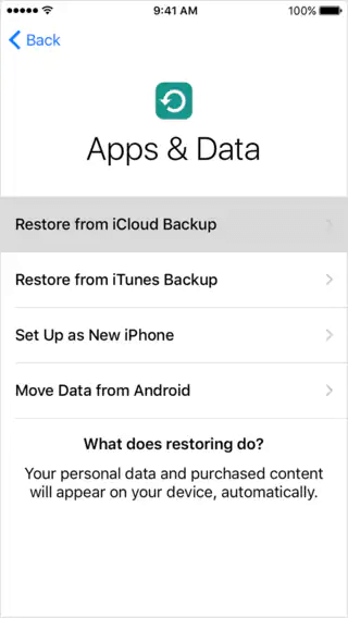 restore data from iCloud