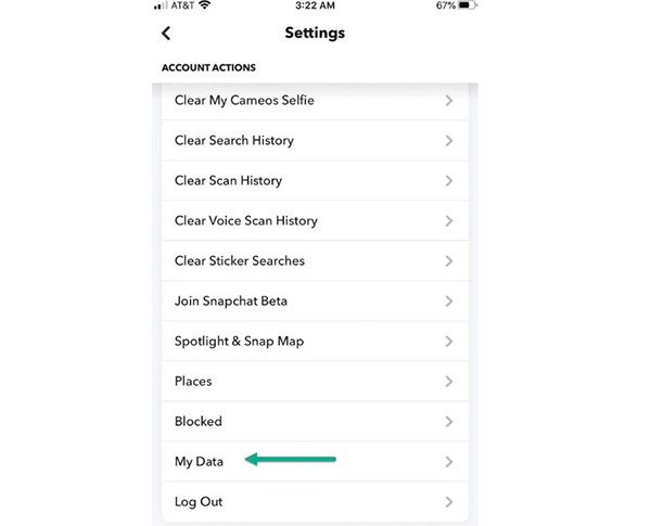 Snapchat settings My Data