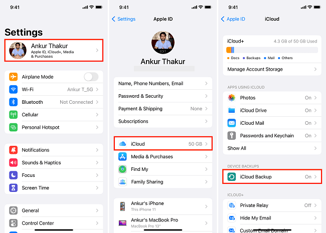 access icloud backup on iphone