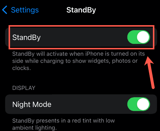 activate standby mode in ios 17