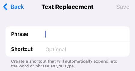 add text replacement