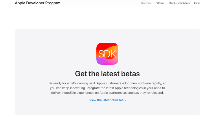 Apple developer program get iOS beta