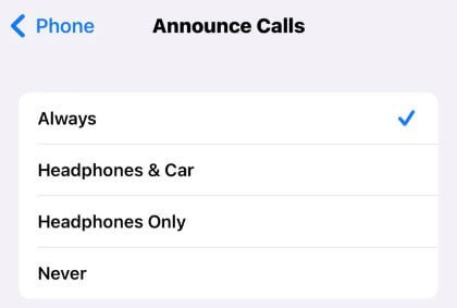 choose always in announce calls