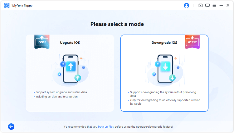 choose to downgrade ios with fixppo