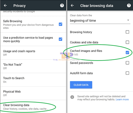 clear  Chrome cache  android