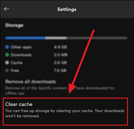 clear spotify cache