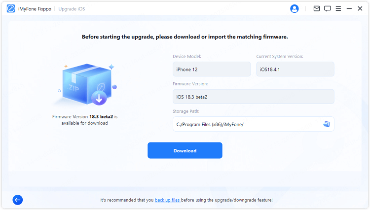 click download to get the ipsw file