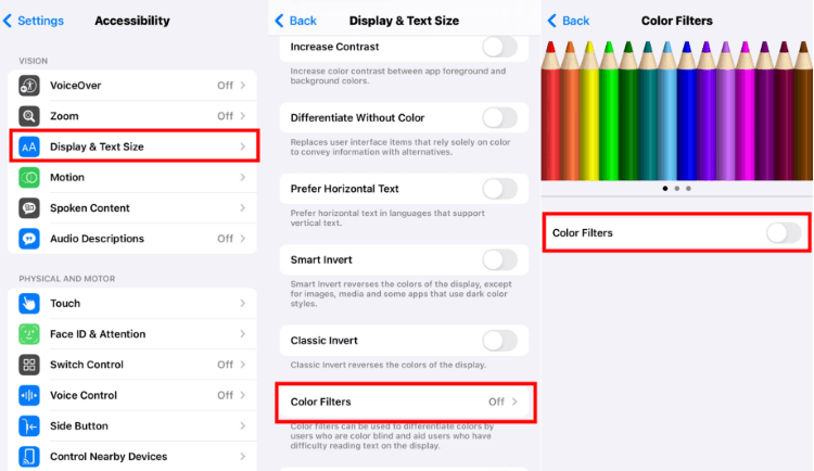 disable color filters feature