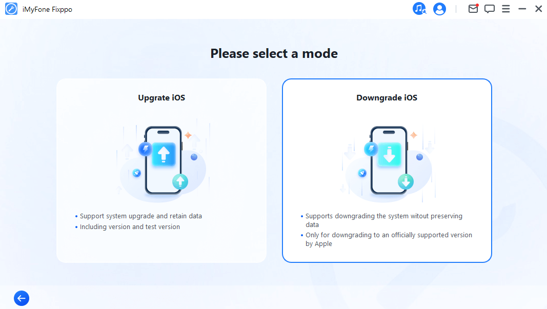 select downgrade ios