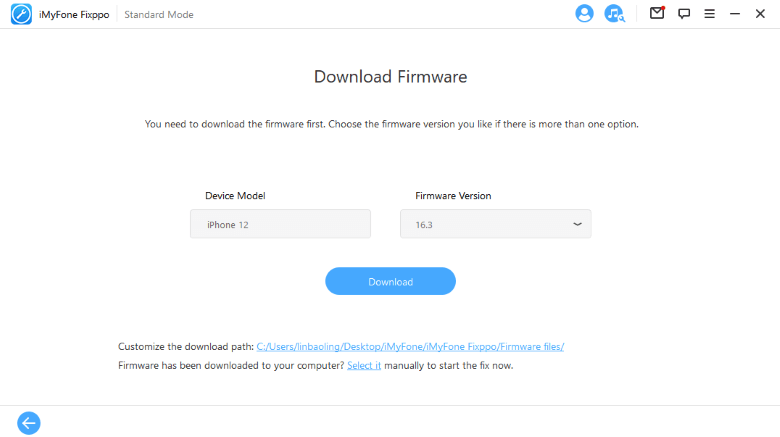 download firmware under standard mode