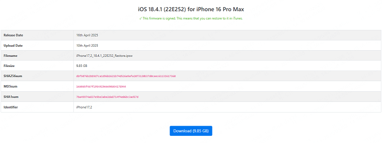 download signed ipsw file