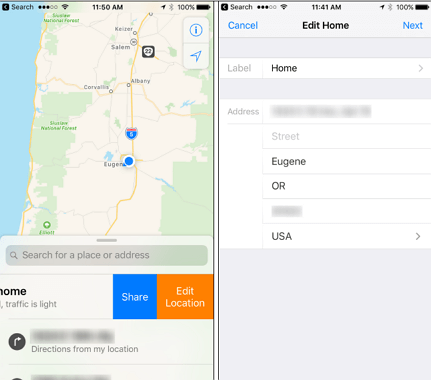 edit home address in Contacts App