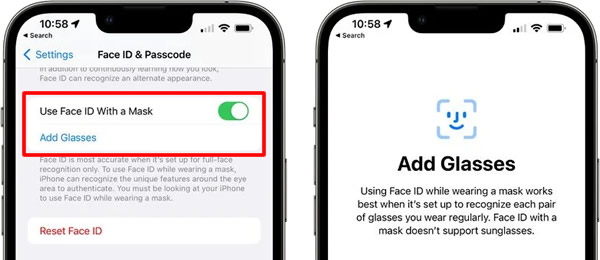 enable iphone face id with mask