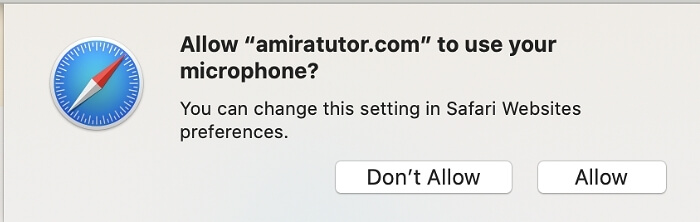 enable microphone permissions for Safari