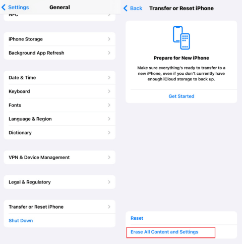 erase all content and settings from iphone