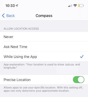 find compass settings on iphone