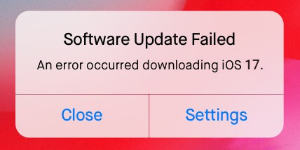 iPhone software update failed