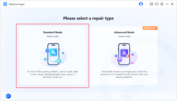fixppo standard mode to fix iPad in rebooting loop