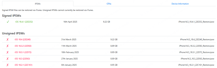 get signed ipsw file
