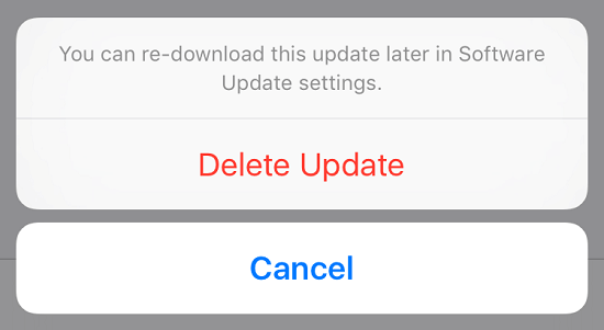 delete ongoing update to fix ios stuck on preparing update