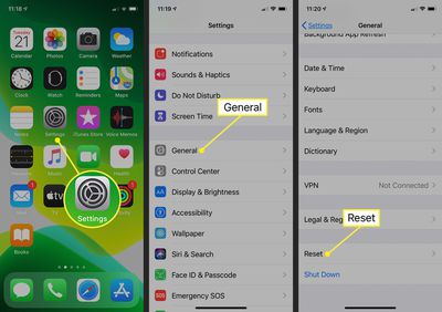 how to reset network settings iphone