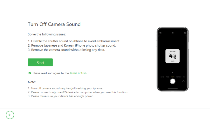 turn off camera sound