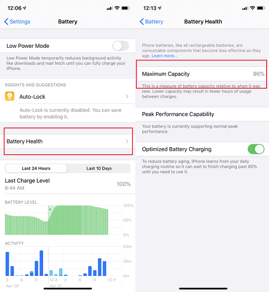 iOS battery health