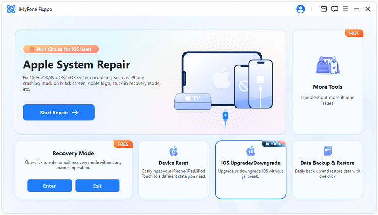 imyfone fixppo choose ios upgrade downgrade