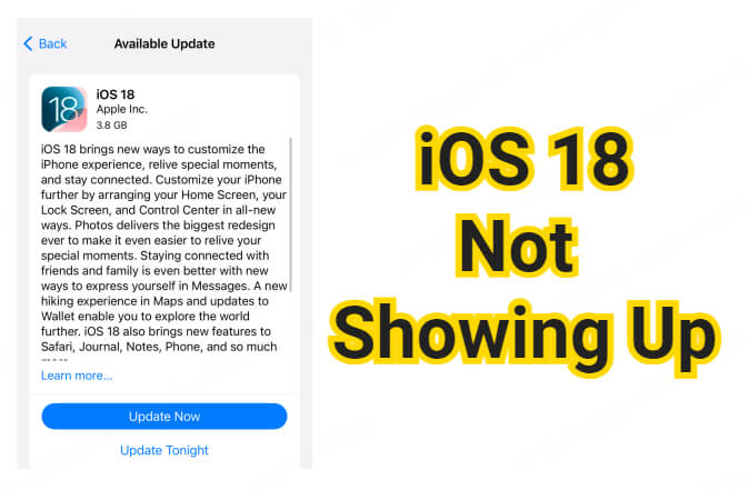 ios 18 not showing up