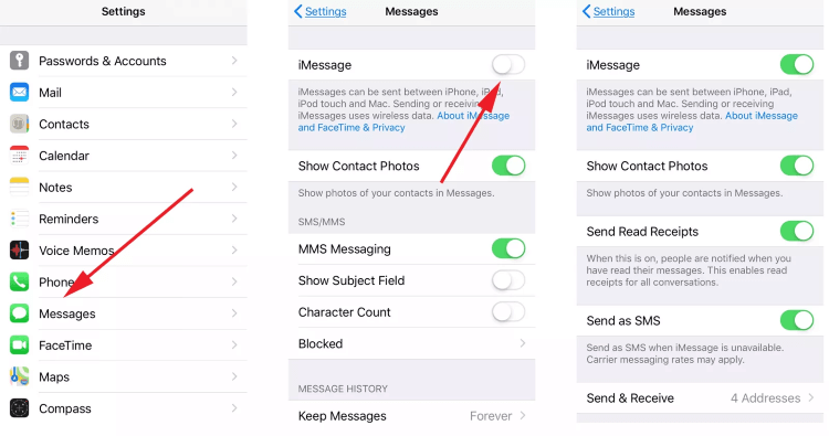 iphone enable imessages