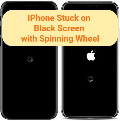 iPhone stuck on black screen with spinning wheel